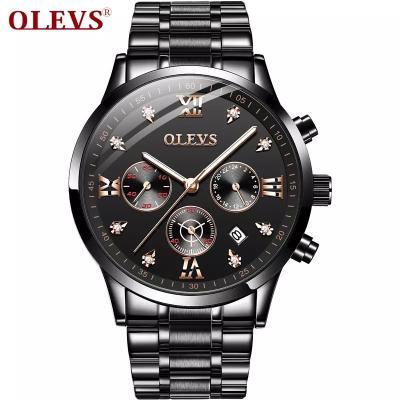 China Multifunctional Stainless Steel Men's Sports Automatic Luxury Waterproof Analog Quartz Business Fashion Olevs Date Chronograph Watch for sale