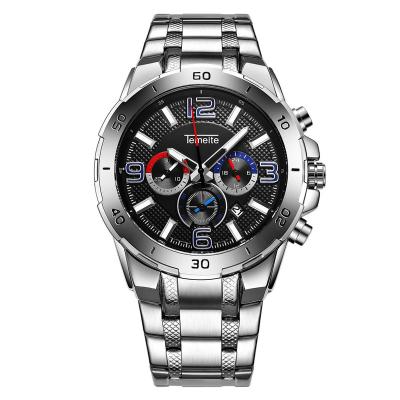 China 2022 TEMEITE Automatic Big Date Quartz Watches 001G Dial Chronograph Military Watch For Mens Stainless Steel Strap Mens Watches for sale