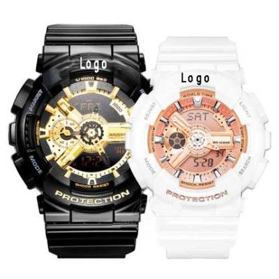 China Alarm Lovers Watch Couples Watch Student Fashion Sports Waterproof Luminous Solar Powered Dual Display Digital Watches A Couple for sale