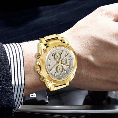 China Automatic date watch temperament gold wrist luxury fashion watch for men trend waterproof quartz watches for sale