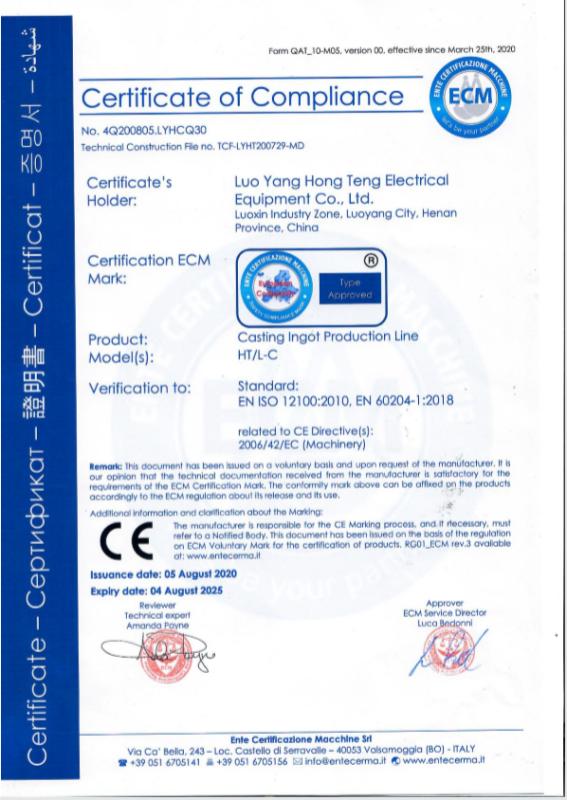 CE - Luoyang Hongteng Electrical Equipment Co., Ltd.