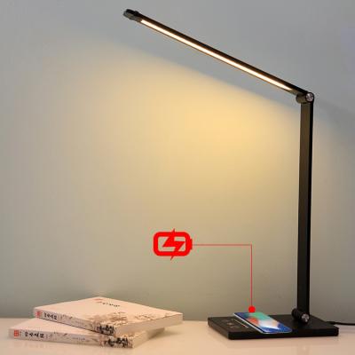 China Contemporary CE TDC 5 Timer Foldable Adjustable Dimmable Led Desk Lamp With USB Rechargeable Radio Left Charging for sale