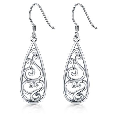 China Vintage 925 Sterling Silver Earrings, Silver Filigree Teardrop EarringsSterling Filigree Dangle Earrings, Sterling Silver Teardrop Filigr for sale