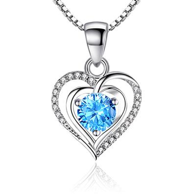 China Other Fashion Silver Plated Love Heart Shape Ocean Heart Pendant Full Diamond Necklace Zircon Pendant Women for sale