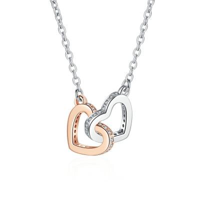 China Other Fashion Silvery Open Heart Simple Love Necklace Female Clavicle Collar S925 Pendant Necklace Chain for sale