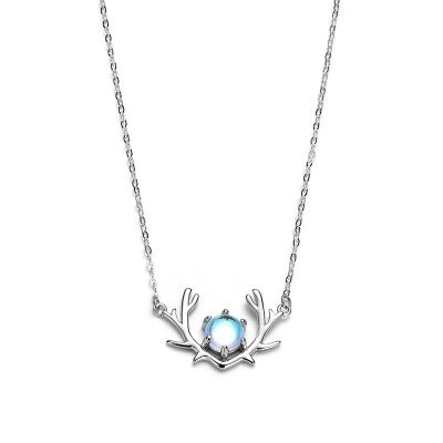 China Other A Deer Has You Series Starlight Moonstone Necklace S925 Clavicle Chain Clavicle Chain Simple Lightweight Luxury Silver Senator for sale