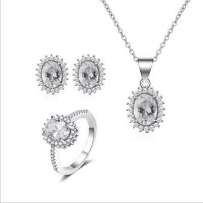 China Wedding Teardrop Wedding Jewelry Sets Sterling Silver D.C.A. CZ Bridal Necklace Rings Chain Earrings Jewelry Sets Wedding Party Prom 2022 for sale