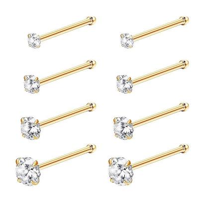 China TRENDY Gold Plated Stud Earrings For Women Men 925 Sterling Silver Cubic Zirconia Earring Set Piercing Jewelry 1.5mm-3mm 8 Pairs for sale