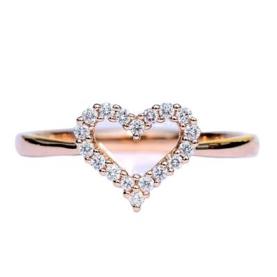 China TREND Ring Fashion Jewelry Cubic Zirconia 925 Sterling Silver Heart Band Rose Gold Plated Dainty Peach Heart Frame Ring for Women Girl for sale