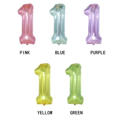 China 32 inch Jelly Pink Blue Green Yellow Number 0-9 Modern Giant Digit Purple Mylar Helium Balloons for sale