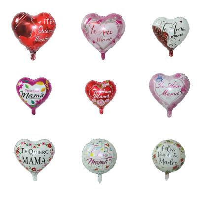 China Fashional 18 Inch Bless Mother Balloons Dia De La Madre Heart Mother's Day Supplies Foil Balloon for sale