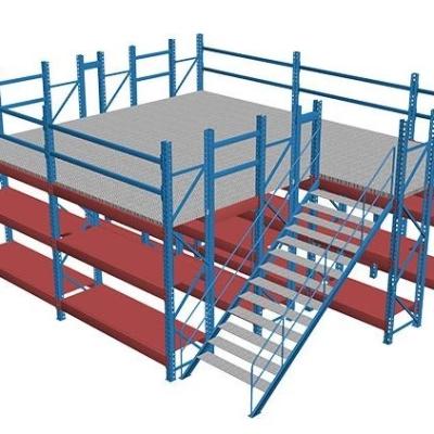 China Corrosion Protection Dongguan Shelf Platform Warehouse Mezzanine Floor Multilevel Steel Rack Supported System for sale