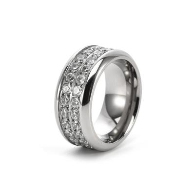 China Trendy Stylish Designs Titanium Jewelry Ring Mens Womens Engagement Wedding Crystal Ring for sale