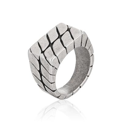 China Vintage Jewelry 316 Stainless Steel Ring Mens Silver Color Band Punk Ring for sale