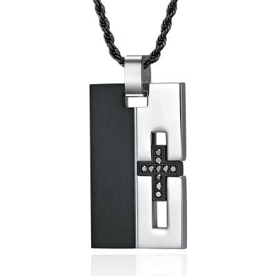 China FASHIONABLE Jewelry Mens 316 Stainless Steel Dog Tags Stylish Necklace With Cross for sale