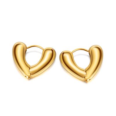 China FASHIONABLE Elegent Women's 316 Stainless Steel Heart Earring Girls 18k Gold Plated Party Jewelry Circle Earrings for sale