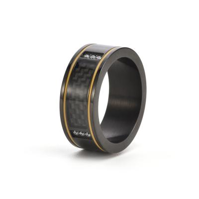 China FASHIONABLE Stylish Designs 316 Stainless Steel Carbon Fiber Ring Mens Engagement Wedding Bands for sale