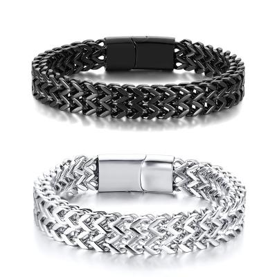 China FASHIONABLE 12mm wide 316 stainless steel link chain bracelet for men bracelet boys stylish double layer bracelet, polishing luster for sale