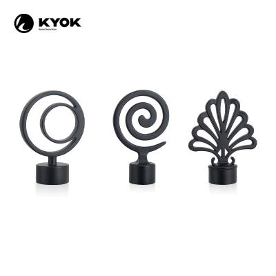 China KYOK contemporary iron decorative curtain rods and finials curtain rod sets classic style black color for home decoration for sale