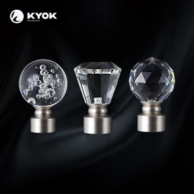 China KYOK Contemporary Hot Sales Elegant Crystal Curtain Finials with Metal Curtain Rod and Curtain Accessories for sale