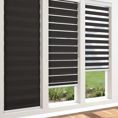 China KYOK ROMAN Modern Cortinas Roller Customized Zebra Blinds Motorized Double Window Blinds for sale