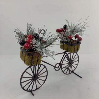 China Iron Metal Art Design Desktop Christmas Bicycle Ornaments for sale