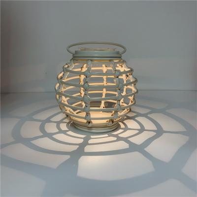 China High Quality Handmade Home Decor Rattan Candle Home Portable Hanging Deco LED Rattan Lantern for sale