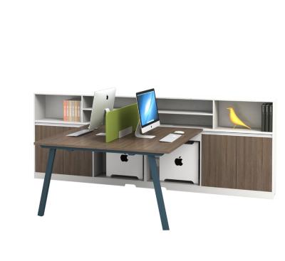 China Luxurious And Modern Modular Working Furniture 2 Person Workspace Office Staff Computer Work Desk With File Cabinet for sale