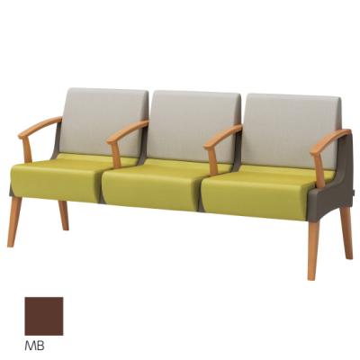 China Latest 3 Seat Modern Warm Wood Public Patient Hospital Clinic Cloth Resting Chair Comfy Sofa With Wood Arms for sale