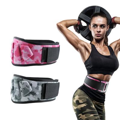 China Fitness Elastic Custom Adjustable Weightlifting Camouflage Waist Support Squat Belt for sale