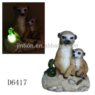 China Polyresin LED Solar Powered Weasel Light With Snake Solar Powered Statue LED Light D6417 for sale