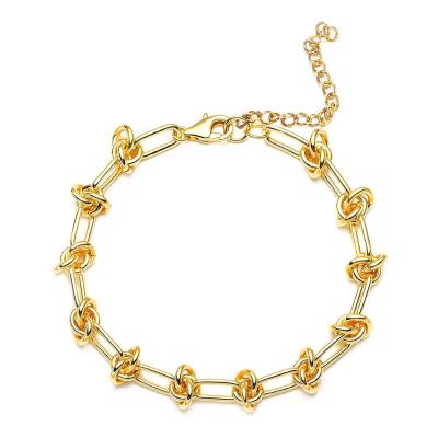 China TRENDY Women 18k Gold Plated Stainless Steel Jewelry Charm Link Chain Bracelet Bangle for sale