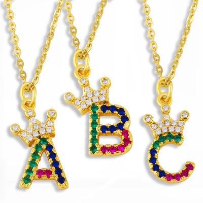 China Vintage 18k Gold Necklace Color Zircon With Letter Necklace Women for sale