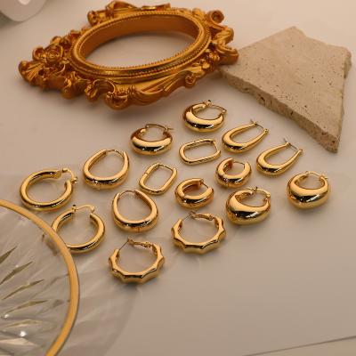 China 2021 fashion jewelry China factory gold wholesale Joyeria TRENDY circle earrings brass jewelry for sale