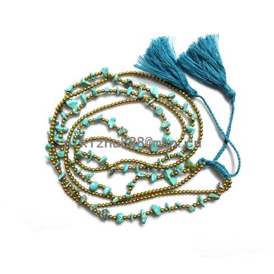 China Fashionable Jewelry Prayer Beads Long Turquoise Necklace With Tassel Designs for sale