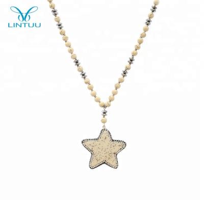 China Religious Fashion White Turquoise Prayer Beads Micro Pendant Pave Diamond North Star Necklace for sale