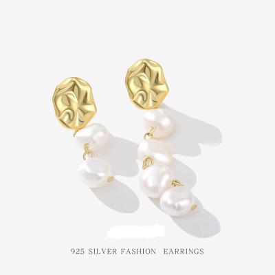 China TRENDY win the most popular fashion 925 silver jewelry silver flower big pearl earring for women 925 silver earrings flower earrings for sale