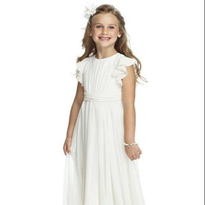 China Simple Pleated Bridesmaid Dress Princess Dress Little Girl's Fashion Breathable White Girl's Dress for sale