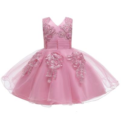 China Girl's Breathable Fluffy V-Neck Dress Design Waist Tulle Elegant Children's Birthday Party Dress Sleeveless Dress Dress for sale