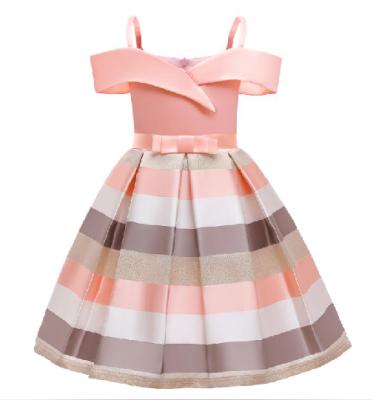 China European Children's Breathable Princess Fashion Suspender Dress Strapless Dress Girls Birthday Party Striped Dress for sale