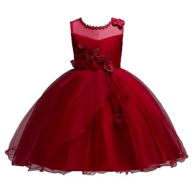 China Breathable Elegant Design Sleeveless Cute Flower Girl Off Shoulder Temperament Children's Pink Dress Dress 10 Years Old for sale