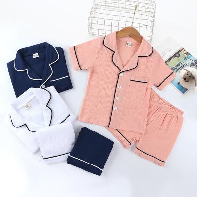 China Summer Thermal Cotton and Canvas Kids Pajamas Set Short Sleep Set Children's Pajamas Girl Baby Home Wear Clothing Set for sale