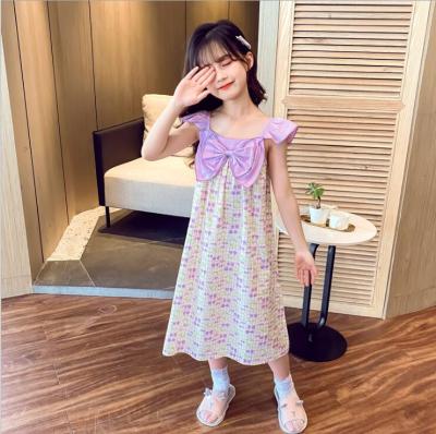 China Kids Thermal Pajamas Multicolor Nightgown Sling Lace Night Dress Printed Home Wear Pajamas Dress Parent-child Equipment Kids Sleepwear for sale