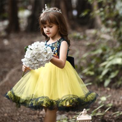 China European Breathable Sequin Style Cute Bow Birthday Party Dress Kids Dress For Girls Lace Up 10 Years Girl Dresses for sale