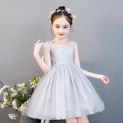 China Pink 3-12 Year Old Elegant Breathable Sleeveless Round Neck Mesh Dress Girl's Dress Dress for sale