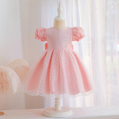 China Breathable little girl pink 0-4 tutu princess ann lace up exquisite big bow dress kids party evening dress for sale