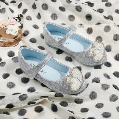 China Girl's starry silver princess fashion trend sky sequin glitter shoes feast girl's little crystal simple children's shoes leather shoes for sale