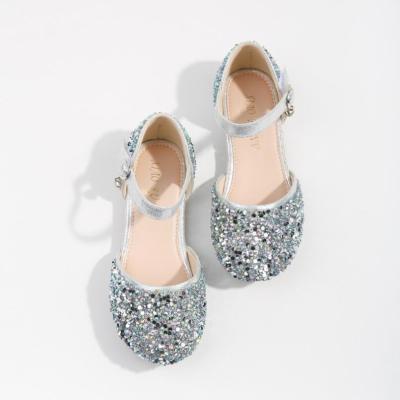 China Princess Girls Sandals Glitter Flat Heel Student Fashion Trend Kids Party Dance Shoes 5-10 Yearss Summer Shiny Kids for sale