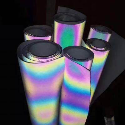 China Polyester waterproof rainbow reflective fabric used for fashion wear for sale