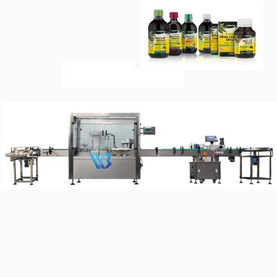 China Automatic food glass bottle cough syrup filling machine,medicine and liquid capping labeling machine for sale